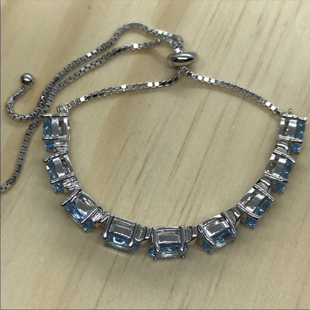 Natural Blue Topaz Bracelet Sterling Silver 925 - Picture 5 of 7